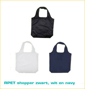 RPET shopper zwart wit navy