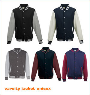 baseball jacket bedrukken - voorbeeld: varsity jacket unisex kleuren 4